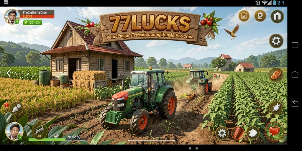 Gameplay menarik dalam <strong>77LUCKS</strong> yang menggambarkan aktivitas pertanian.