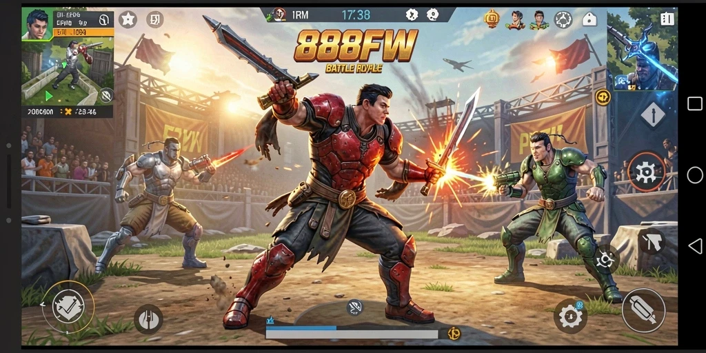 Gameplay menegangkan dari 888FW dalam arena Battle Royale.