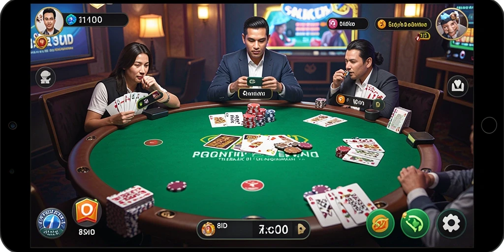 Tampilan gameplay poker yang mendebarkan dan interaktif di 8ID.