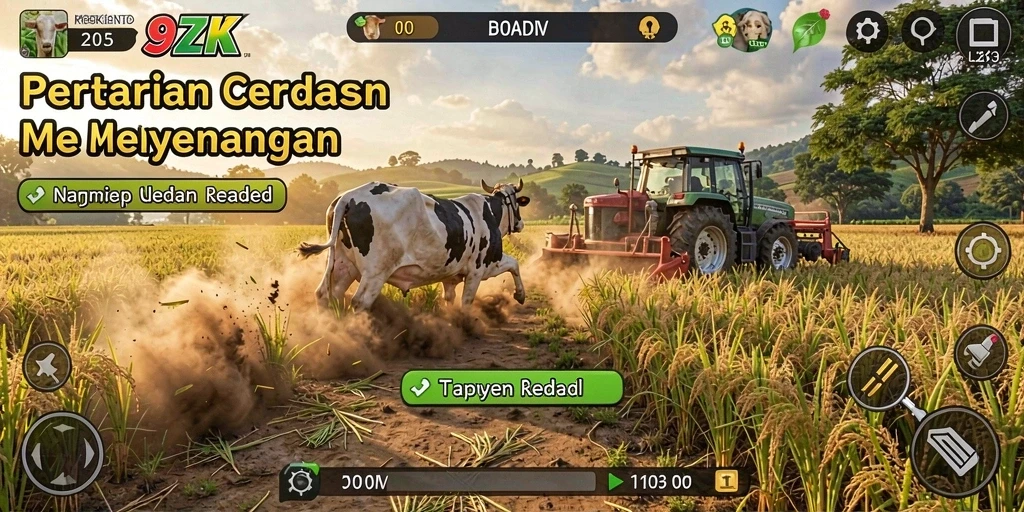Tampilan gameplay 99ZK saat mengelola ladang pertanian.