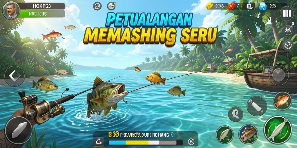 Screenshot HOKI123 menampilkan tampilan memancing yang menyeronokkan.