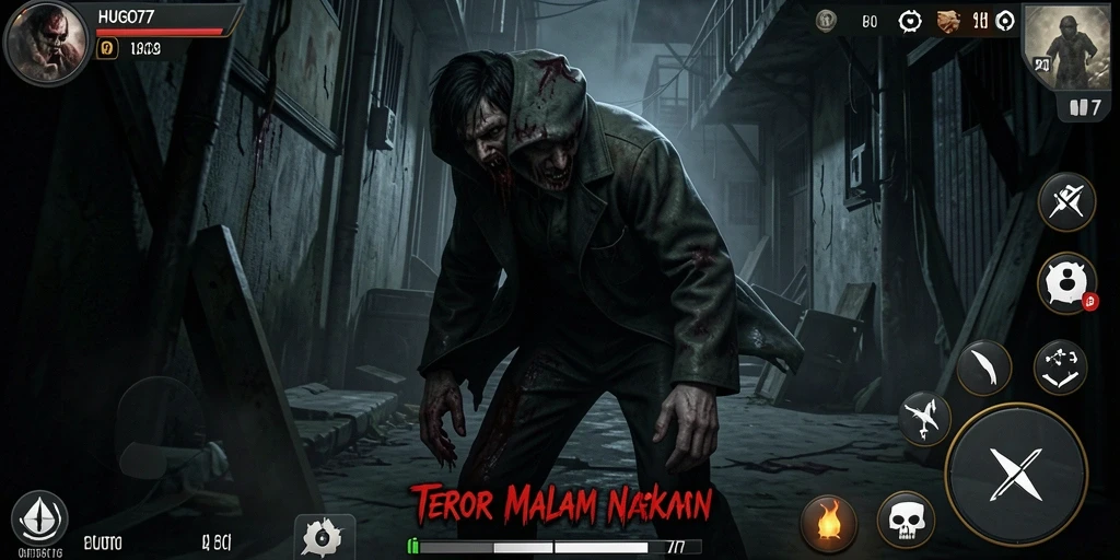 Screenshot HUGO77 menampilkan momen mencekam dalam permainan Horror.