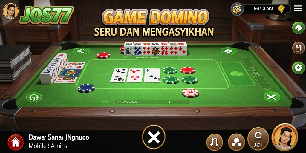 Tampilan gameplay seru di JOS77 dengan elemen Domino.