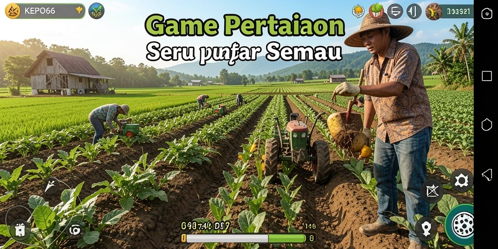 Tampilan gameplay KEPO66 dengan aktivitas bertani yang seru.
