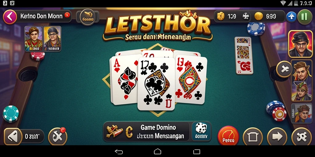 Tampilan gameplay LETSTHOR dengan kartu domino yang menantang.