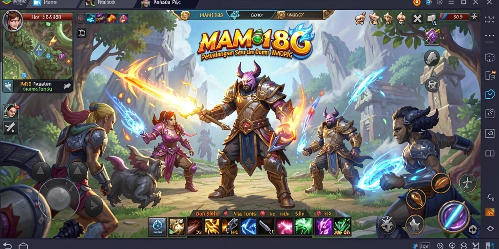 Screenshot gameplay MAMI188 yang menampilkan aksi seru dalam pertempuran MMORPG.