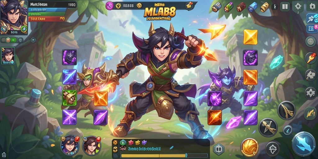 Screenshot gameplay MLBB8 menunjukkan kombinasi blok warna-warni yang seru.