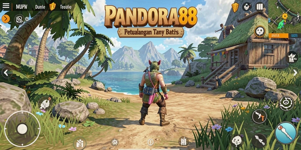 Tangkapan layar PANDORA88 menampilkan dunia terbuka yang luas dengan beragam lokasi unik.