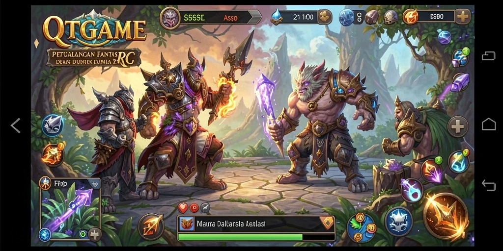 Screenshot menampilkan karakter utama dalam pertempuran di dunia RPG.
