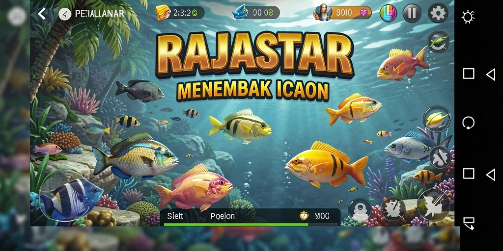 Gameplay seru RAJASTAR saat menembak ikan di lautan.