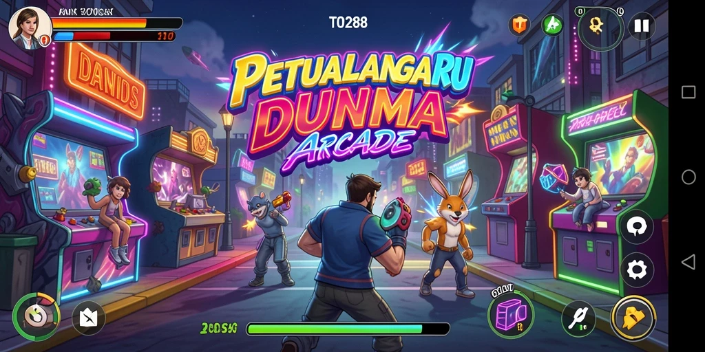 Screenshot utama TO288 menampilkan gameplay arcade yang mendebarkan.