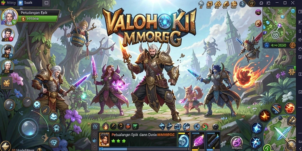 Screenshot gameplay VALOHOKI menampilkan petualangan epik dalam dunia MMORPG.