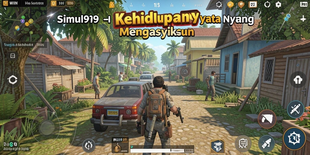 Screenshot gameplay menunjukkan karakter sedang berinteraksi dalam misi Simulation.